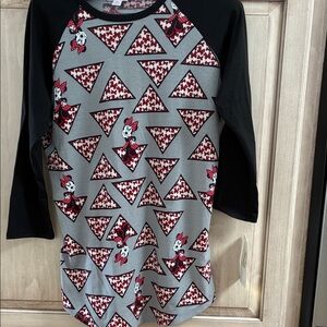 LuLaRoe Disney Black and Gray Randy Shirt with Minnie Mouse Print NWT